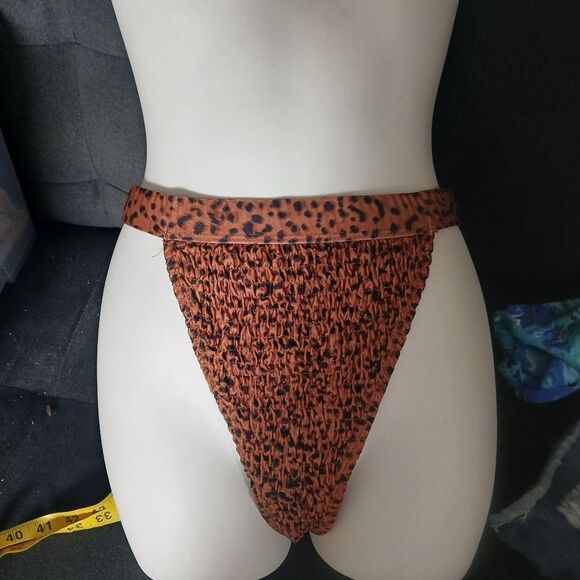 Missguided Tall High Leg Bikini Wrap Tie Style Crinkle Set Animal Print Size 6 - Picture 11 of 14